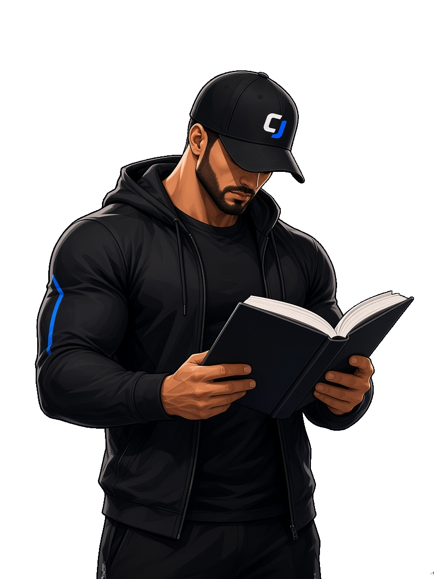 Coach Jean, casquette noire, lit un livre